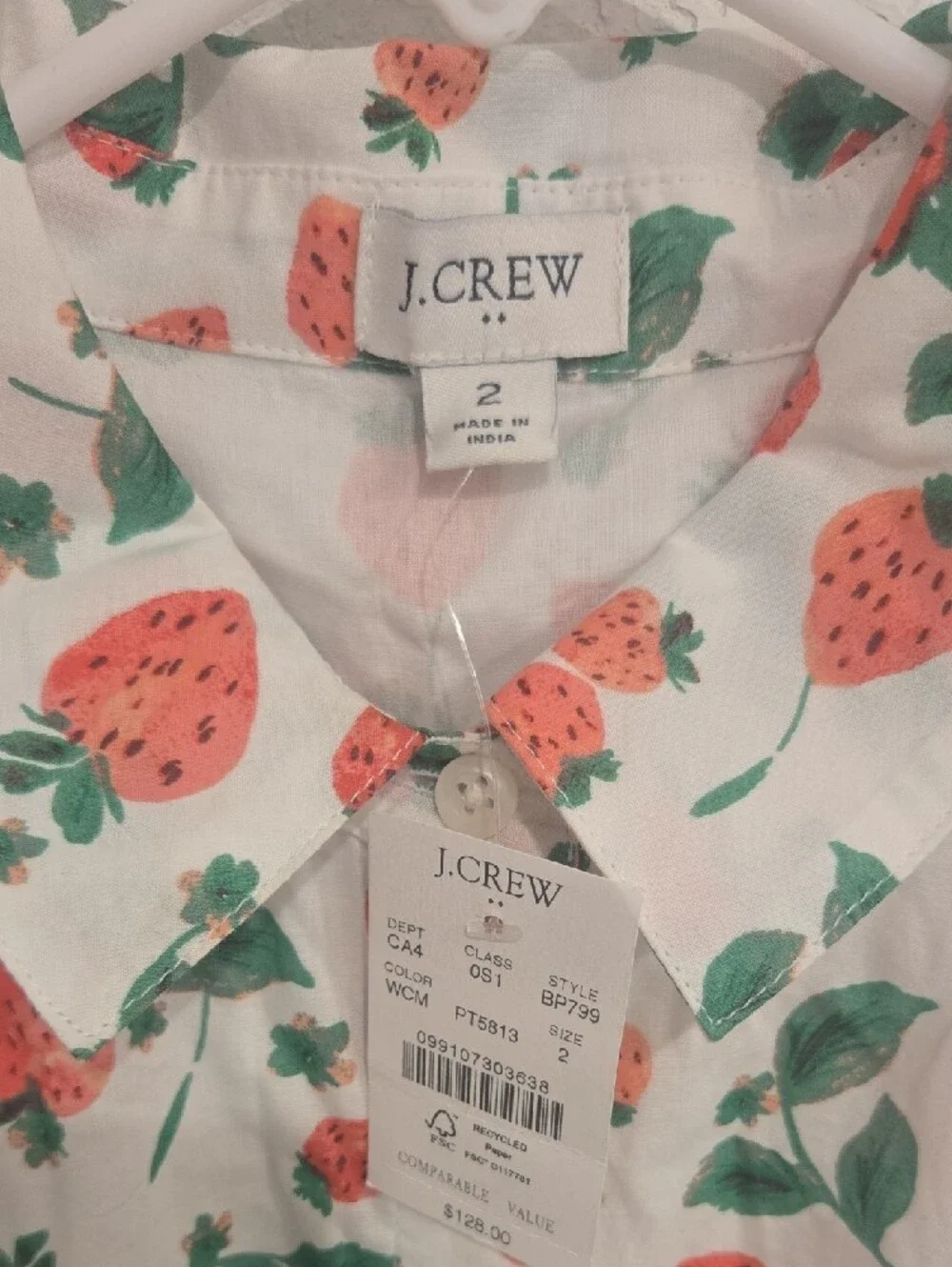 J. Crew White Maxi Shirt Dress with Coral Rose Print Size 2